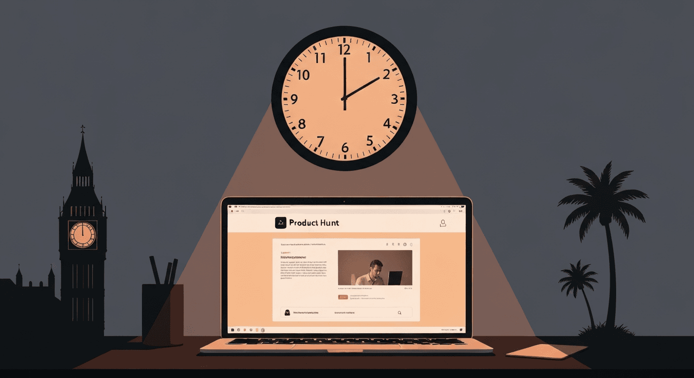 Product Hunt launch from a UK timezone in 2026: the indie hacker timezone-calculus playbook